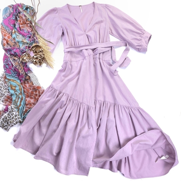 Free People Elegant Lavender Wrap Maxi Dress Sz Xs